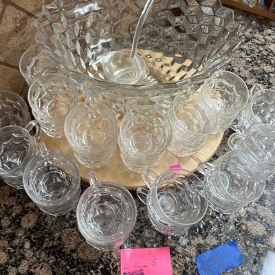 Sale Photo Thumbnail #165: Fostoria Punch Bowl 
and Cups 28
