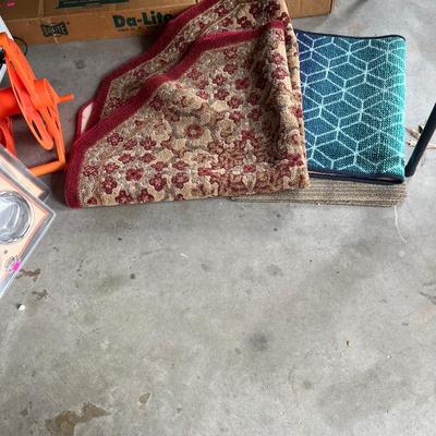Sale Photo Thumbnail #169: Misc. items, ice chest, radiant heater, ironing board, roaster, rugs, clothes rack