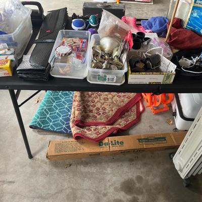 Sale Photo Thumbnail #174: Misc. items, ice chest, radiant heater, ironing board, roaster, rugs, clothes rack