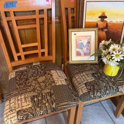 Sale Photo Thumbnail #185: Three Chairs, Two original Paintings, Plates and decor.