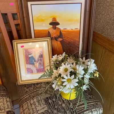 Sale Photo Thumbnail #184: Three Chairs, Two original Paintings, Plates and decor.