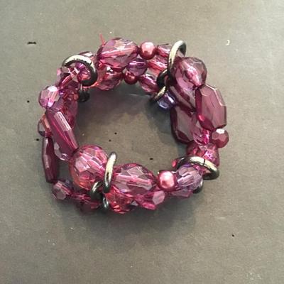Very nice purple beaded fashion, statement bracelet, stretchy