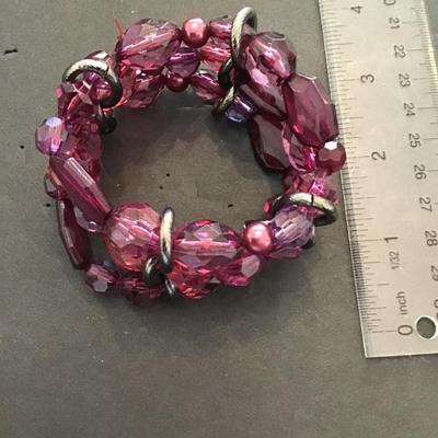 Very nice purple beaded fashion, statement bracelet, stretchy