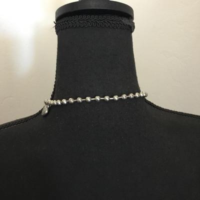 Vintage, silver, toned, metal bead, necklace silver tone heart charm necklace