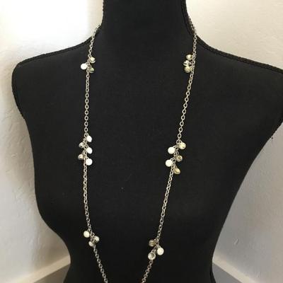 Lia Sophia Silver tone, white enamel, yellow, rhinestone statement, necklace