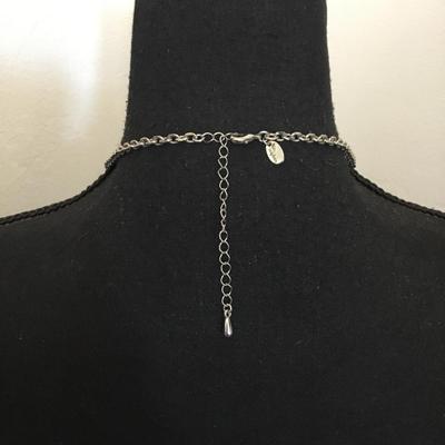 Lia Sophia Silver tone, white enamel, yellow, rhinestone statement, necklace