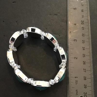 Silvertone Australian faux, opal stretchy bracelet