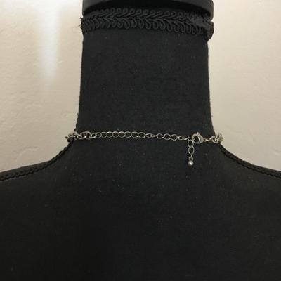 Silver, toned, turquoise, faux stone statement necklace