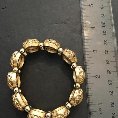 Vintage gold and yellow tone fashion bracelet