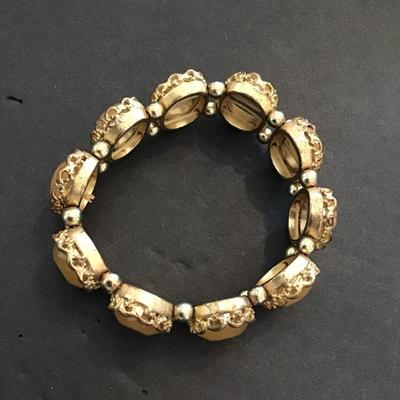 Vintage gold and yellow tone fashion bracelet