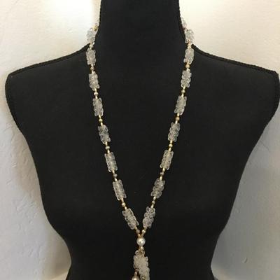 Beautiful Vintage plastic bead, tassel necklace