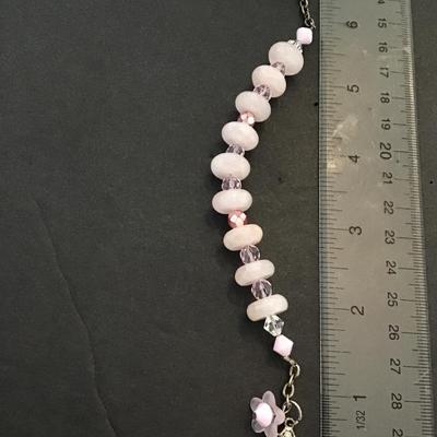 Beautiful pink and white glass beaded bracelet