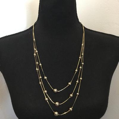 Mid century multi layered goldtone necklace