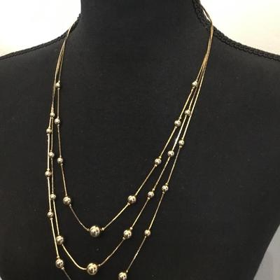Mid century multi layered goldtone necklace