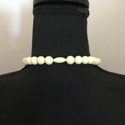 Vintage, chunky cream and gray purple beaded statement necklace