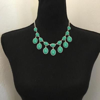 Vintage, Liz, Claiborne, Silver-tone, turquoise statement, necklace