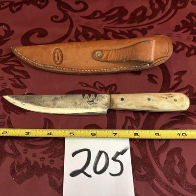 Knife with Leather Sheath