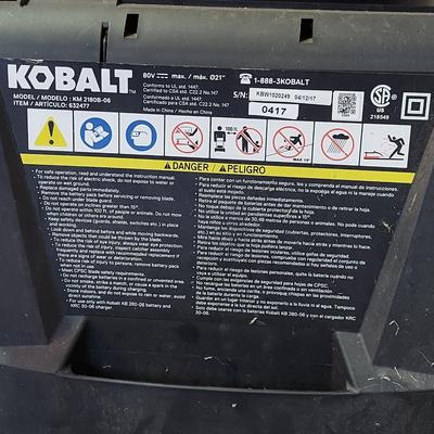 Kobalt 80V 21” Cordless Push Mower w/ Two Batteries, Charger, & Accessories (G-BBL)