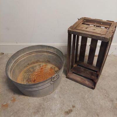 Galvanized Pail w/ Produce Crate (G-BBL)