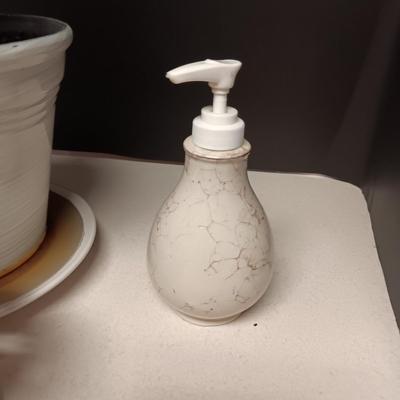 LIVE PLANT AND CERAMIC SOAP DISPENSER PLUS POTS