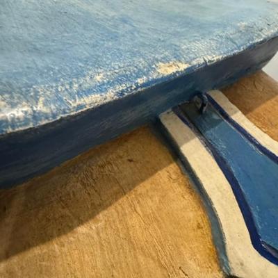 Sale Photo Thumbnail #20: on a working Barber Chair base. 
Horse can be raised and lowered by pumping one foot pedal for up and pushing and holding the other pedal.  Very heavy item.
Dimensions: Min height is 53.5" x approx 52" wide x 24" deep base,
Min height 38" tall is the seat