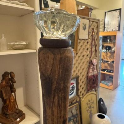 Sale Photo Thumbnail #10: on a working Barber Chair base. 
Horse can be raised and lowered by pumping one foot pedal for up and pushing and holding the other pedal.  Very heavy item.
Dimensions: Min height is 53.5" x approx 52" wide x 24" deep base,
Min height 38" tall is the seat