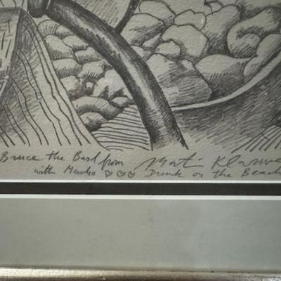 Sale Photo Thumbnail #64: Signed to Bruce
numbered 16/100
Dimensions: 34.5" wide x 28" tall x 1" deep
Artist Mati Klarwein was born on April 9, 1932, and died on March 7, 2002