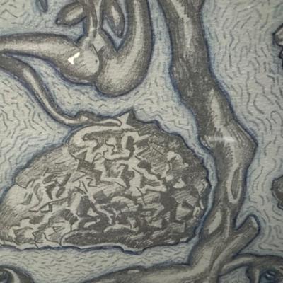 Sale Photo Thumbnail #68: Signed to Bruce
numbered 16/100
Dimensions: 34.5" wide x 28" tall x 1" deep
Artist Mati Klarwein was born on April 9, 1932, and died on March 7, 2002