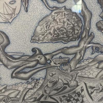 Sale Photo Thumbnail #58: Signed to Bruce
numbered 16/100
Dimensions: 34.5" wide x 28" tall x 1" deep
Artist Mati Klarwein was born on April 9, 1932, and died on March 7, 2002