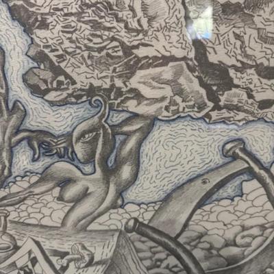 Sale Photo Thumbnail #59: Signed to Bruce
numbered 16/100
Dimensions: 34.5" wide x 28" tall x 1" deep
Artist Mati Klarwein was born on April 9, 1932, and died on March 7, 2002