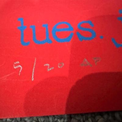 Sale Photo Thumbnail #107: Art Pimps poster "as found" signed by Stanley Mouse
25.5" x 19.5"
marked 9/20 or 5/20?
slight bent corners and a tiny bit of dirt on the back.  See pictures.