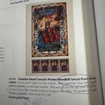 Grateful Dead Summer Tour Poster Uncut Artist Proof