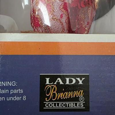 Lady Brianna Collector Edition Porcelain Doll – Red Sequin Lace Gown with Stand & Original Box (New in Box)
