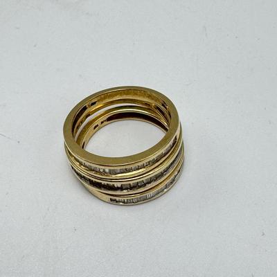 Triple Stacked 14K Diamond Rings (K-TF)