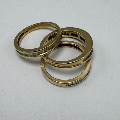 Triple Stacked 14K Diamond Rings (K-TF)