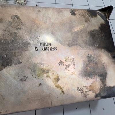 Sterling Silver Box with Button Covers, has Turquoise Stones