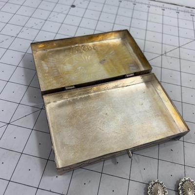 Sterling Silver Box with Button Covers, has Turquoise Stones