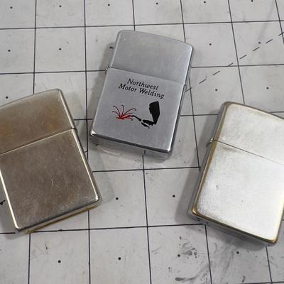 Collectible ZIPPO LIGHTERS - (3) Silver Toned
