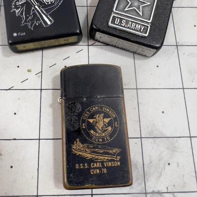 Collectible ZIPPO LIGHTER -  Black (3) Grime Ripper, US Army etc.