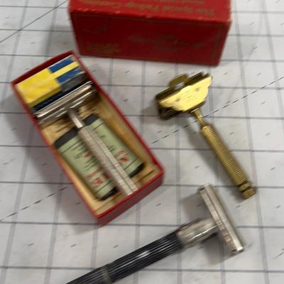 3 Antique Safety Razors