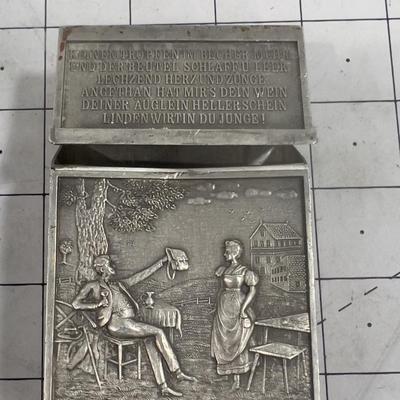 Pewter Cigarette Case,  Antique German