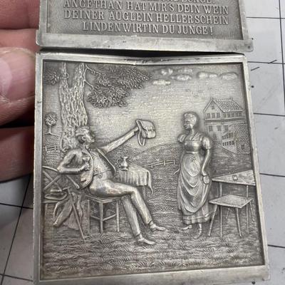 Pewter Cigarette Case,  Antique German