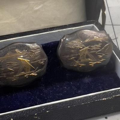 Sterling Silver Cuff Link Set, Antique, Thailand