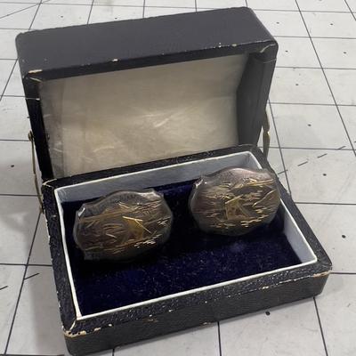 Sterling Silver Cuff Link Set, Antique, Thailand