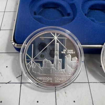 2 Freedom Tower Commemorative Coins, Appear to be .999 Silver