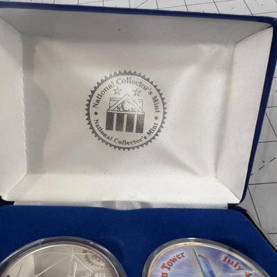 2 Freedom Tower Commemorative Coins, Appear to be .999 Silver