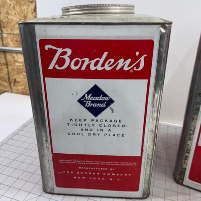 (2) BORDEN'S Meadow Brand Malted Milk Tins