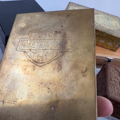 Boxes: Cigar, Keepsake, Brick House, Scratched in / Crafted Harley Davidson
