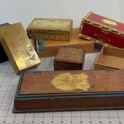 Boxes: Cigar, Keepsake, Brick House, Scratched in / Crafted Harley Davidson