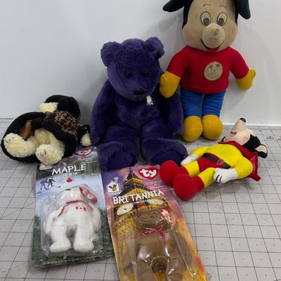 Stuffies: Mickey, Beanie Baby, Mighty Mouse